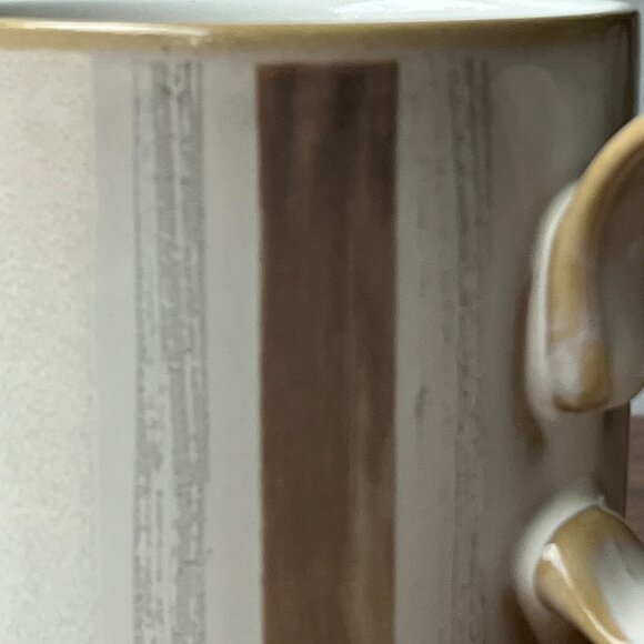 Denby Truffle Layers Mug Coffee Beaker Stoneware Brown Tan Cream Striped England - Picture 5 of 11